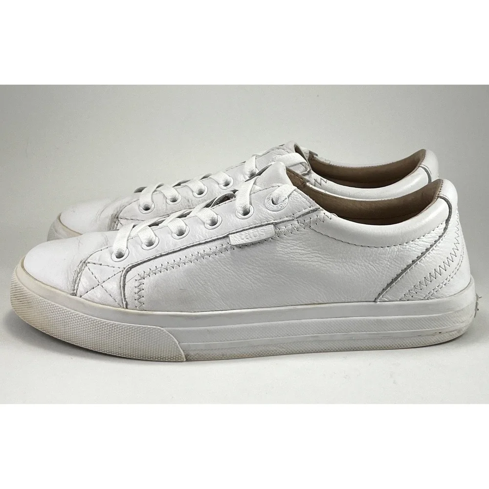 Taos Plim Soul Lux‎ PLX White Leather Women's Sneakers 7.5 Canvas Shoes 13994A